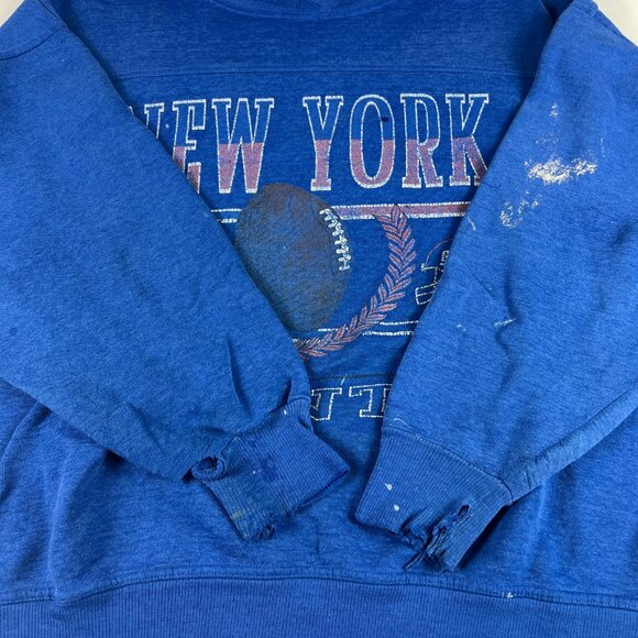 VTG 90s Crable NFL New York Giants Sweatshirt Large Blue Faded Thrashed Crewneck - Picture 4 of 16